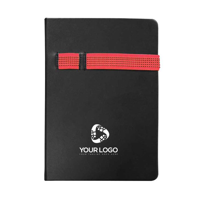 Black - A5 Size PU Leather Notebook  With Logo